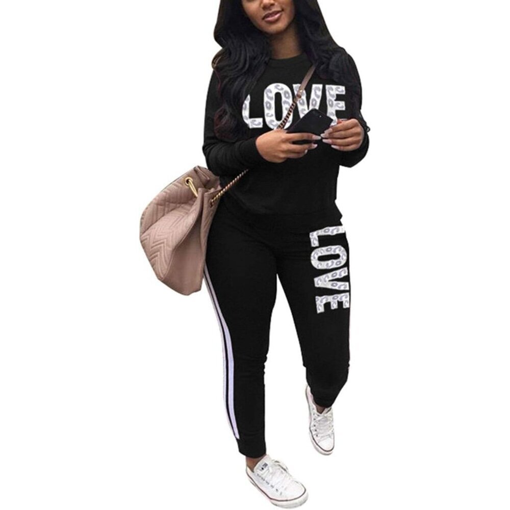 Versatile Jogging Set for Women - Elastic Waist Pullover & Skinny Pants Outfits